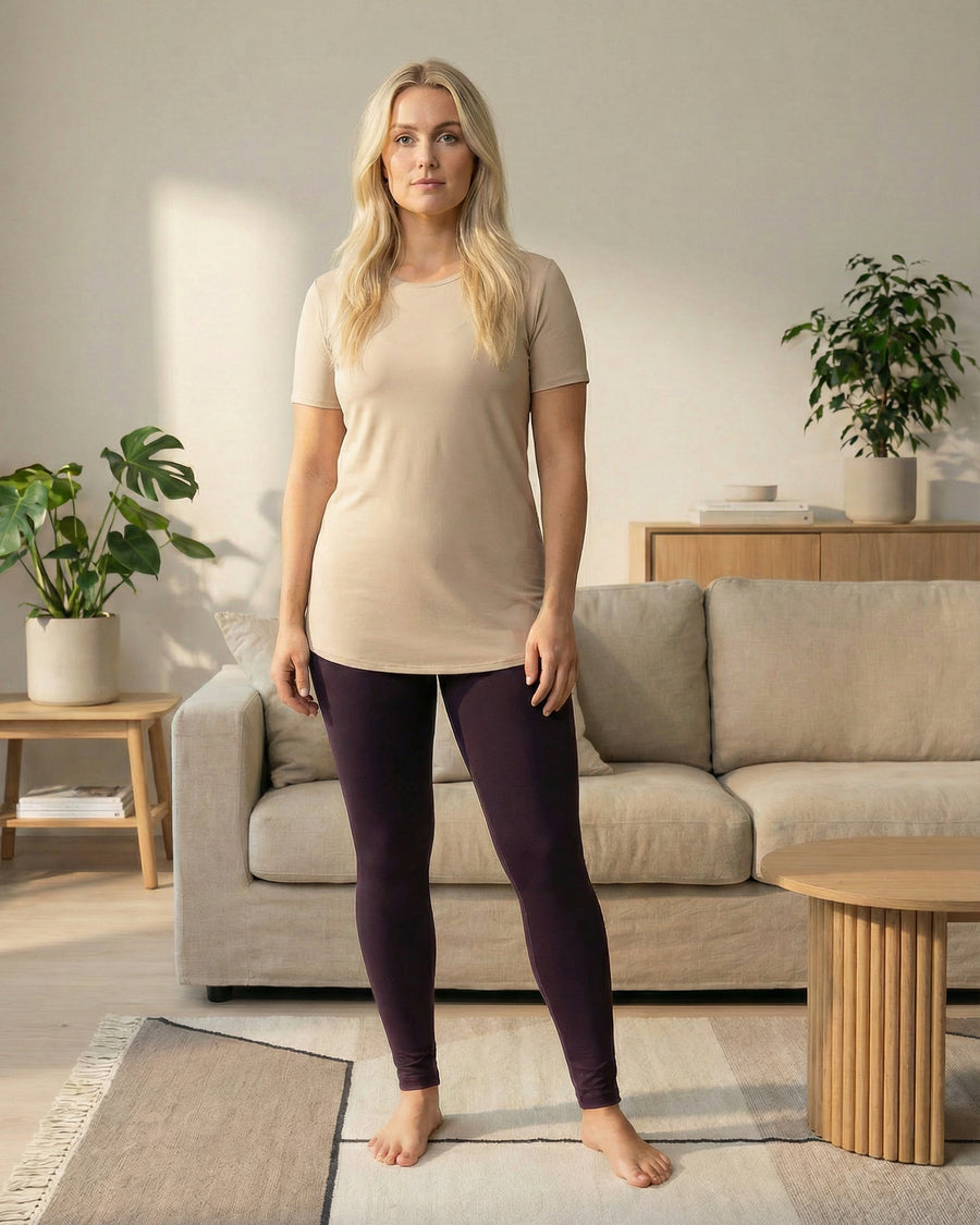 Holly Deep Plum Tie Waist Leggings