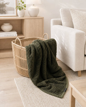 Faye Deep Olive Blanket